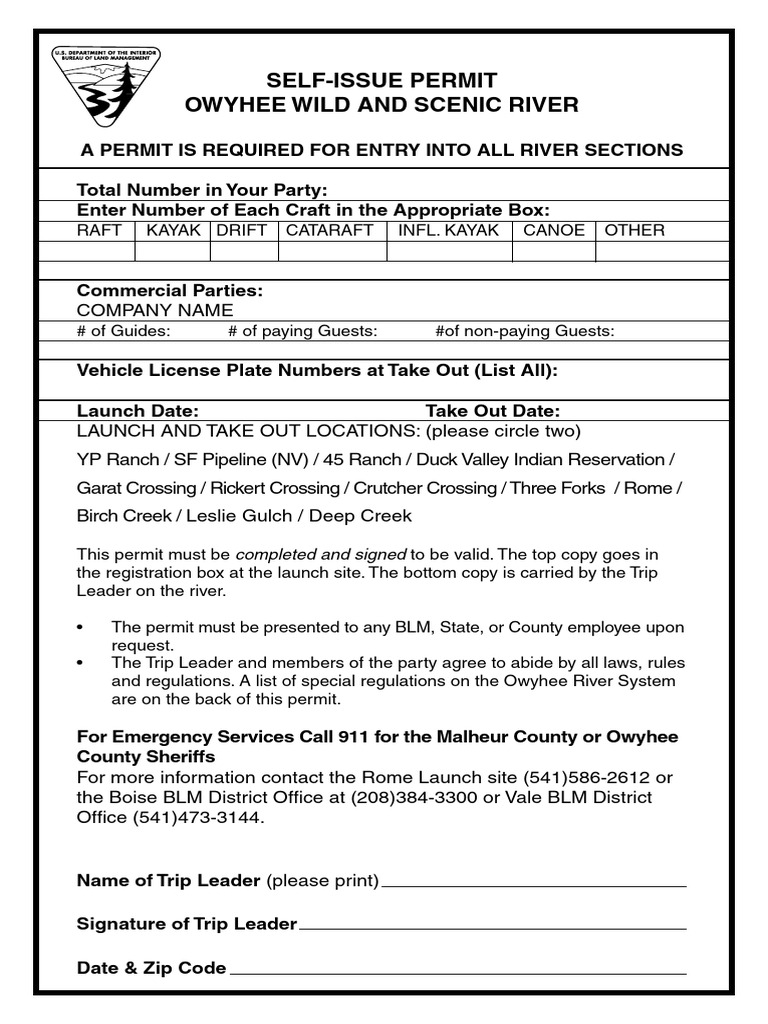 Owyhee River Self-Issue Permit Guide | PDF | Business