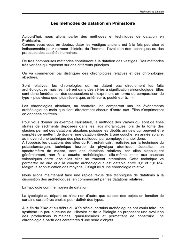 Méthodes de Datation en Préhistoire | PDF | Datation par le carbone 14 ...