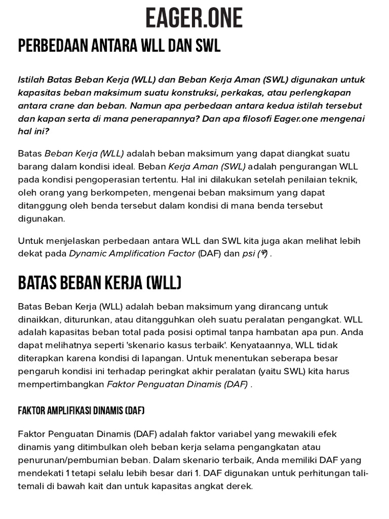 Perbedaan SWL dan WLL pada Crane | PDF | Komputer