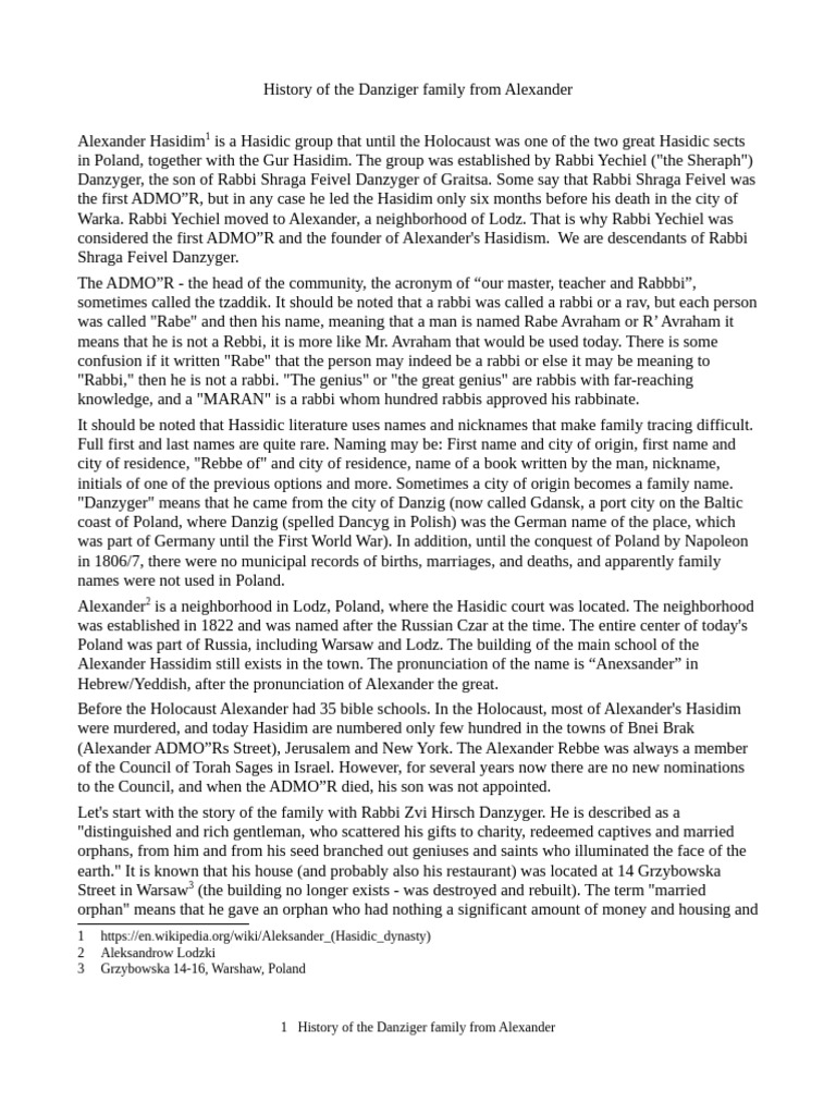Dancyger Family History English Pdf Jewish Religious Movements Rabbi