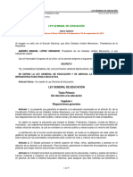 Ley General de Educación: Nueva Ley Publicada en El Diario Oficial de La Federación El 30 de Septiembre de 2019