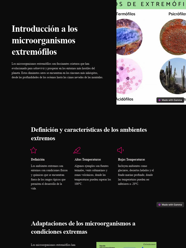 Microorganismos Extremófilos: Adaptaciones y Ejemplos | PDF ...