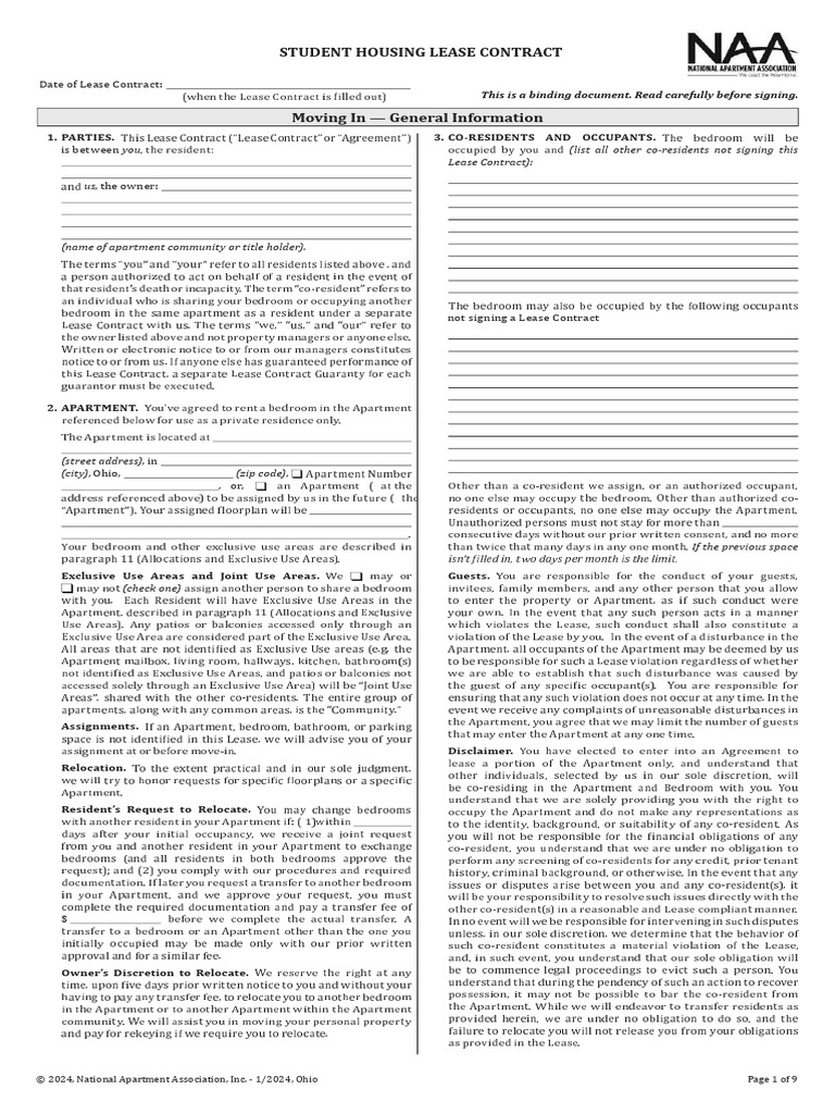 Student Housing Lease Agreement | PDF | Private Law | Business Law