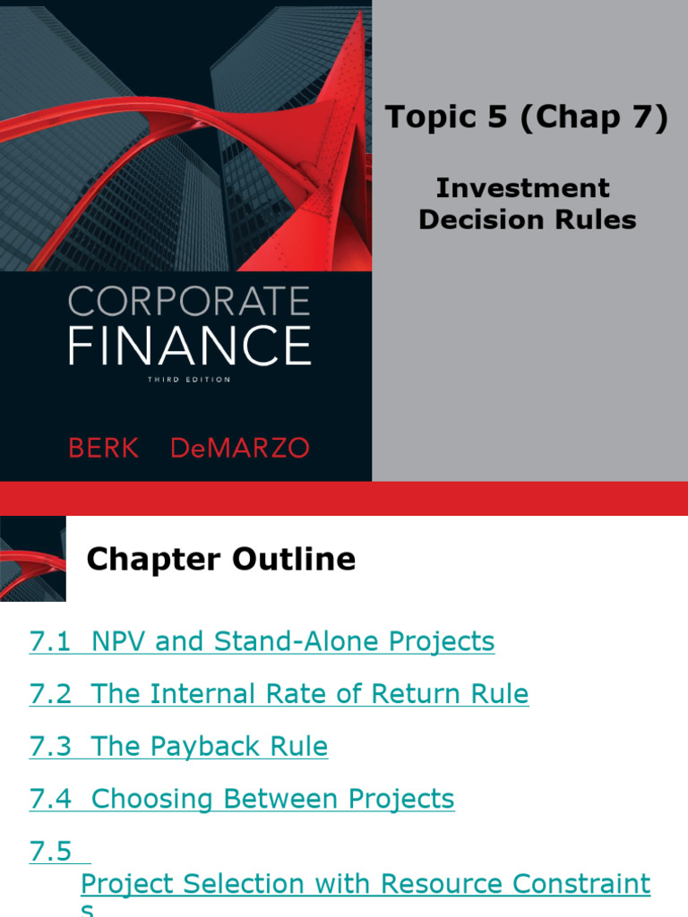 Topic 05 - Investment Decision Rules 2021 | PDF | Internal Rate Of ...