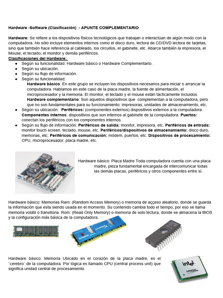 Apunte Complementario | PDF | Hardware de la computadora | Periférico