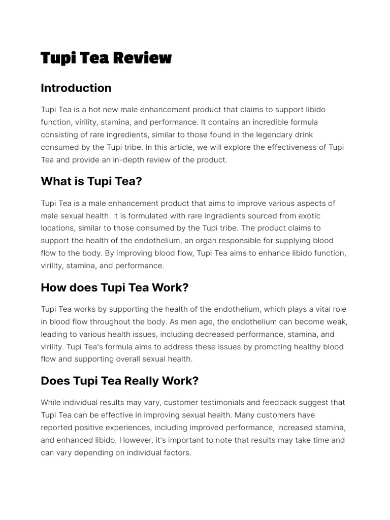 Tupi tea review pdf pricing tea