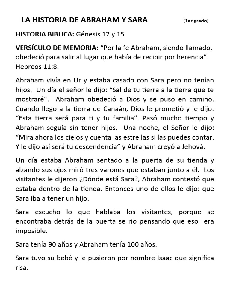 Historia de Abraham y Sara para Niños | PDF | Abrahán | Sarah