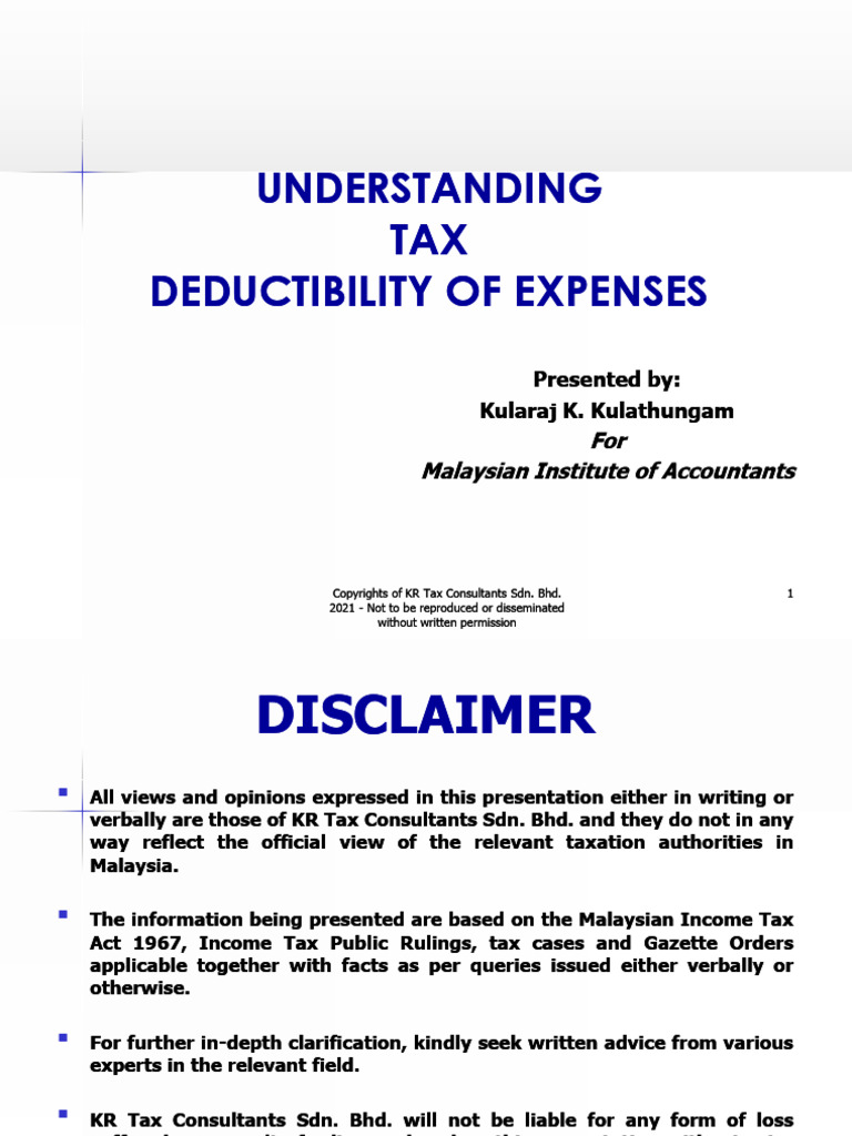 Notes UnderstandingTaxDeductibility | PDF | Expense | Tax Deduction