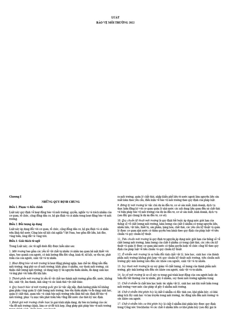 Luat bao ve moi truong 2022 pdf