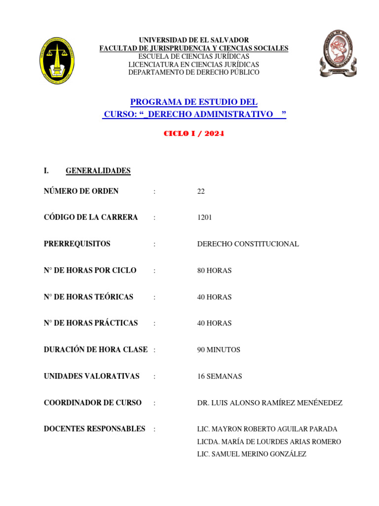 Programa de Derecho Administrativo 2024 | PDF | Ley administrativa ...