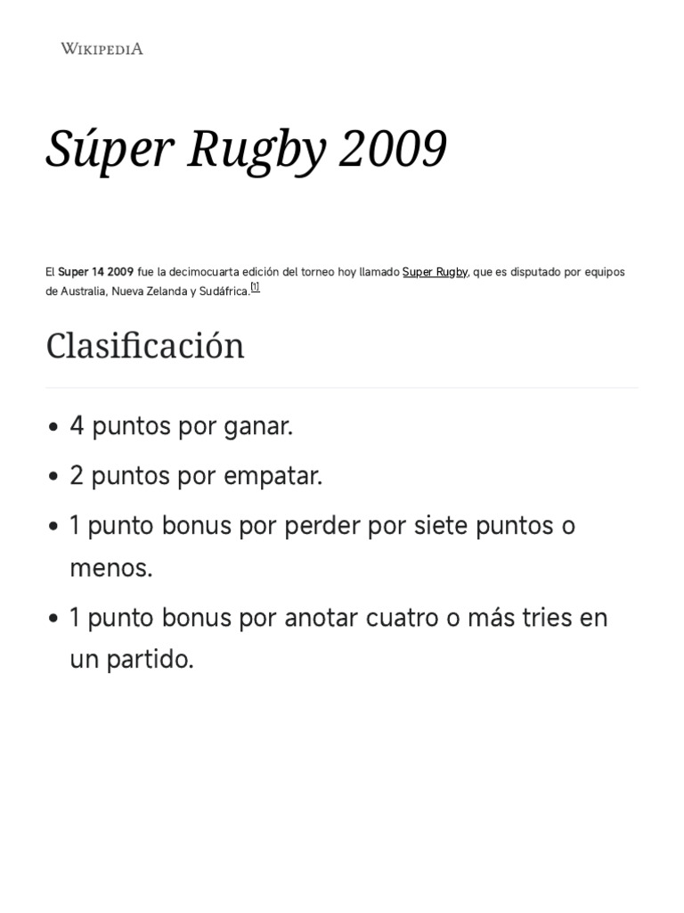 Súper Rugby 2009 PDF Liga de Rugby Sindicato de rugby