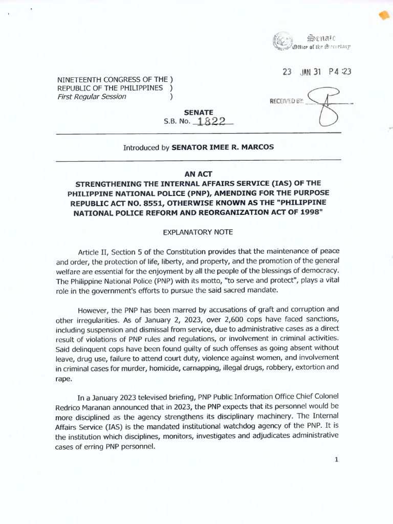 23 JAN 31 P4:23: First Regular Session) | PDF | Inspector | Police