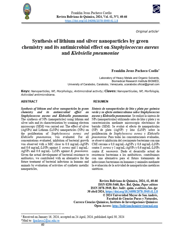 Synthesis of Lithium and Silver Nanoparticles by Green Chemistry and ...