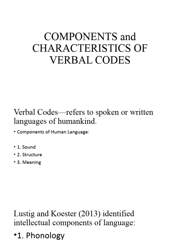 Components of Verbal Codes Explained | PDF | Word | Semantics
