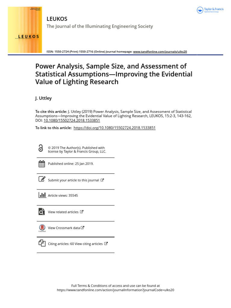 (Uttley, 2019) Power Analysis Sample Size and Assessment of Statistical ...
