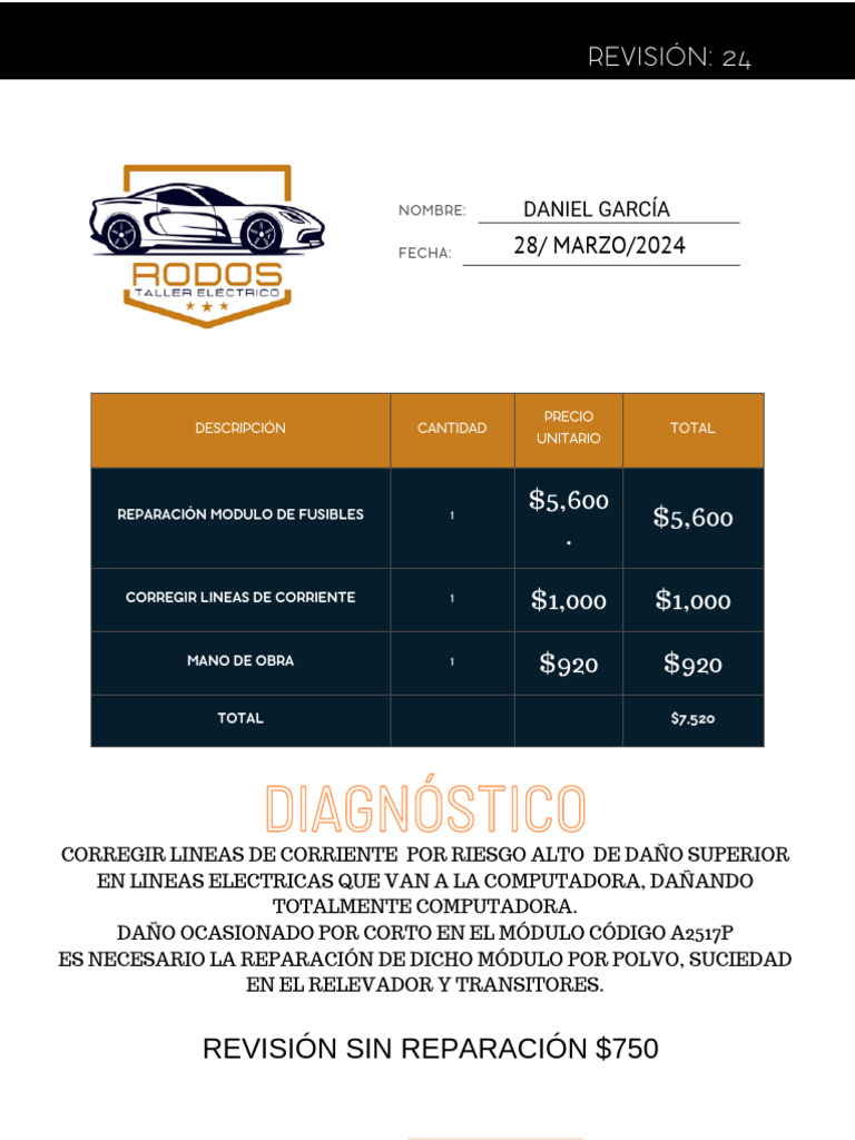 Factura Taller Mecánico Simple Gris - 20240328 - 125941 - 0000 | PDF