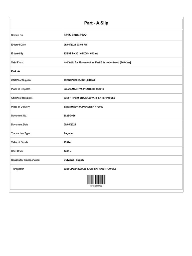 Eway Bill 3026 Pdf