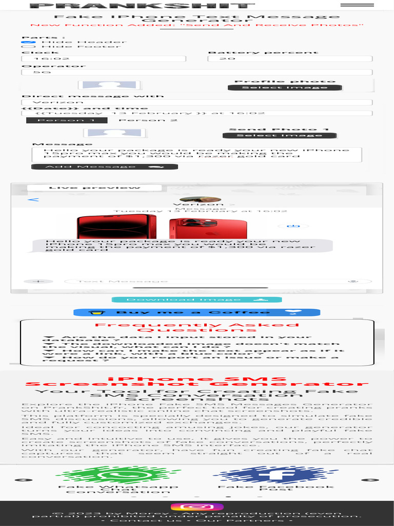 iPhone Fake SMS Screenshot Generator | PDF | I Phone | Software