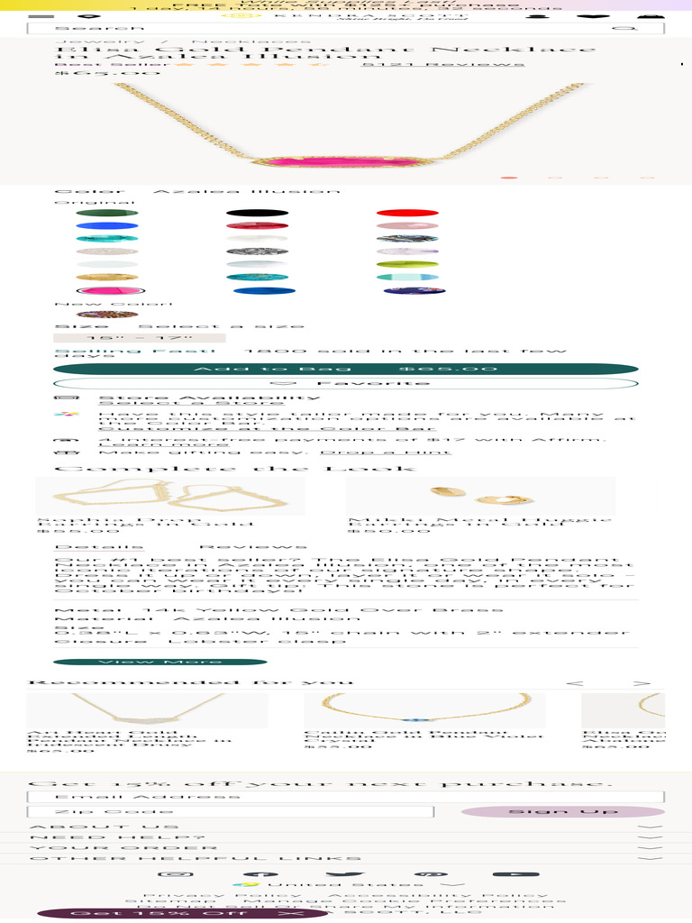 Elisa Gold Pendant Necklace in Azalea Illusion Kendra Scott | Download ...