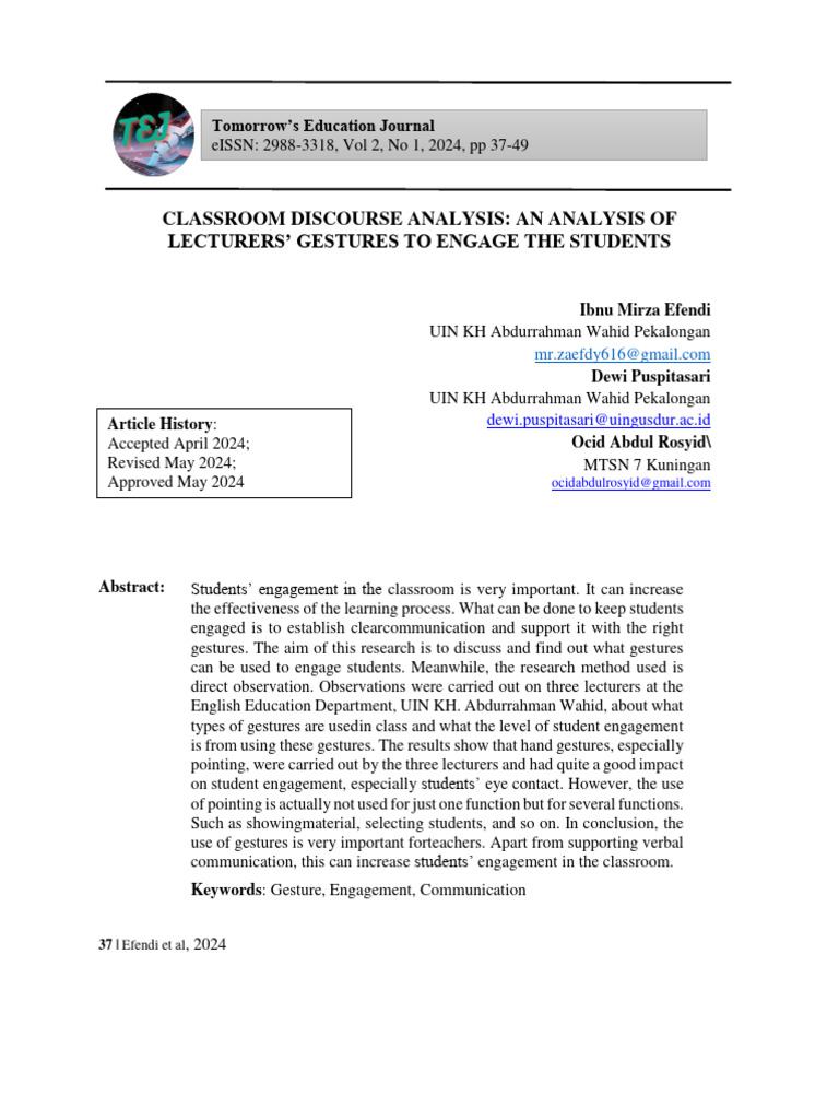 TEJ+Vol+2+Issue+1+ +Efendi,+Puspitasari,+Rosyid | PDF | Nonverbal ...