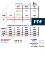 P1 Canteen - Shuttle Provision December 3 Sunday Bonus