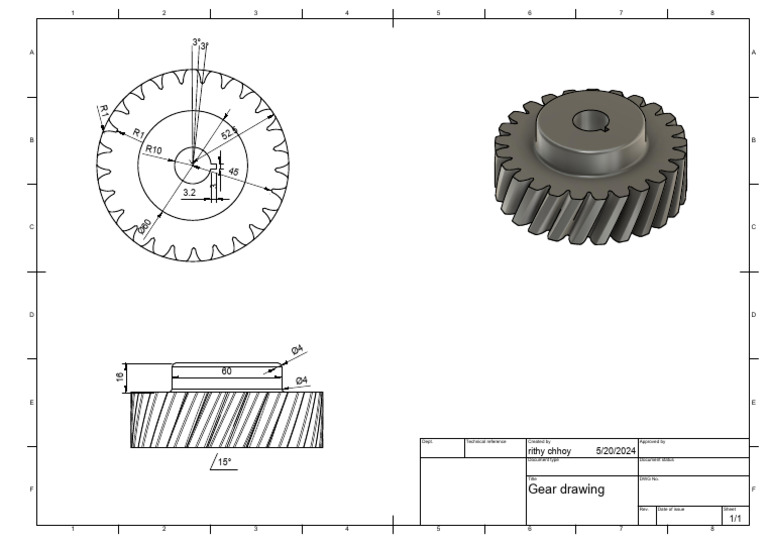 Spur Gear Technical Drawing | PDF