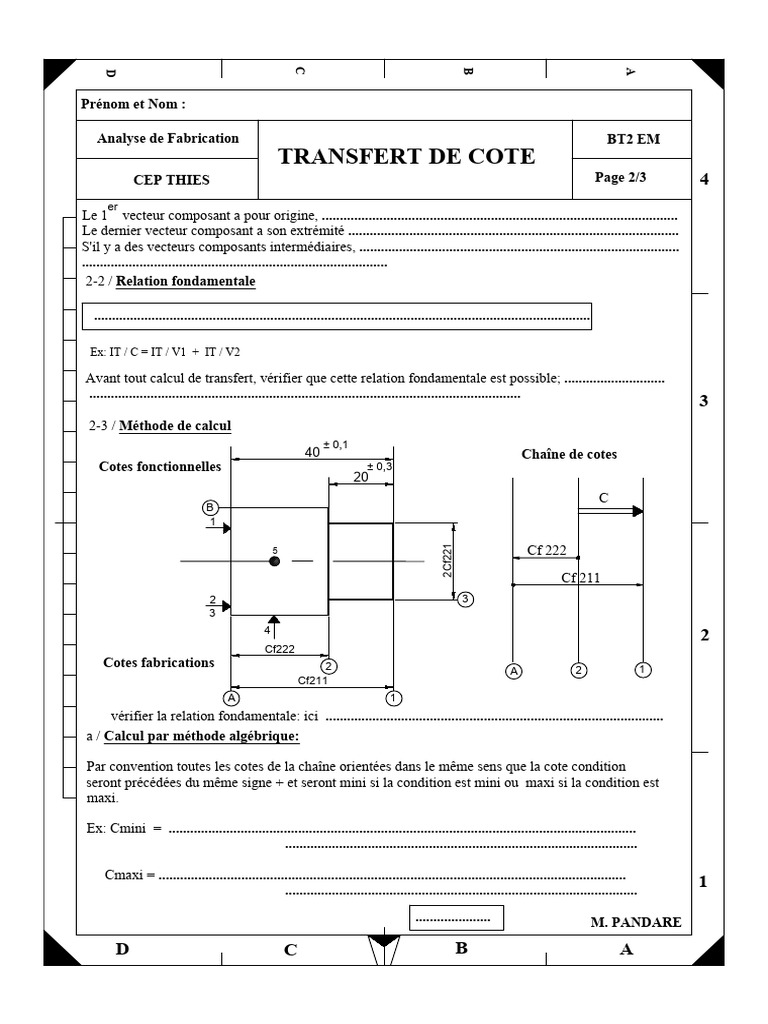Analyse de Fabrication et Transfert de Cote | PDF