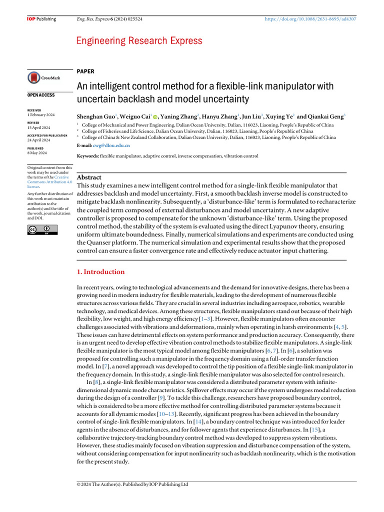 Intelligent Control for Flexible Manipulators | PDF | Matrix ...