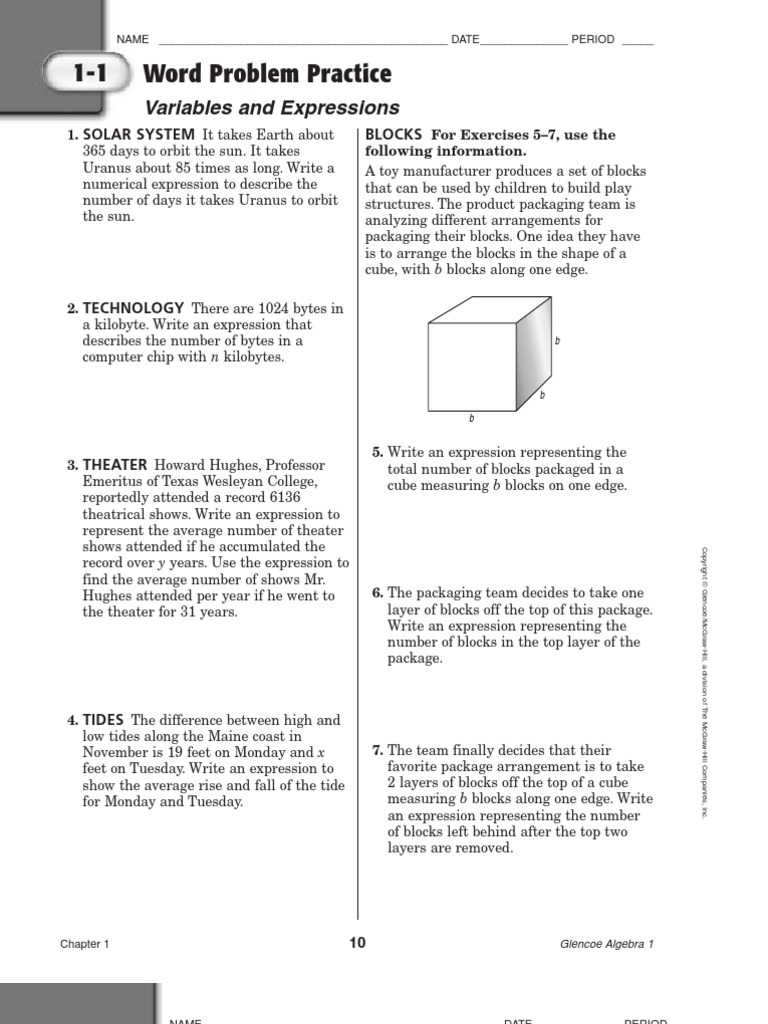 Worksheets Glencoe/mcgraw-hill Word Problem Practice Answers algebra word problems maple syrup hybrid vehicle