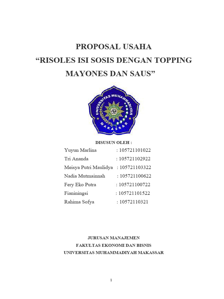 Proposal Usaha Risol Mayo | PDF