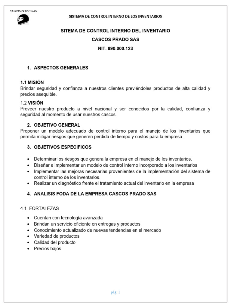 Control Interno de Inventarios en Cascos Prado | PDF | Contabilidad ...