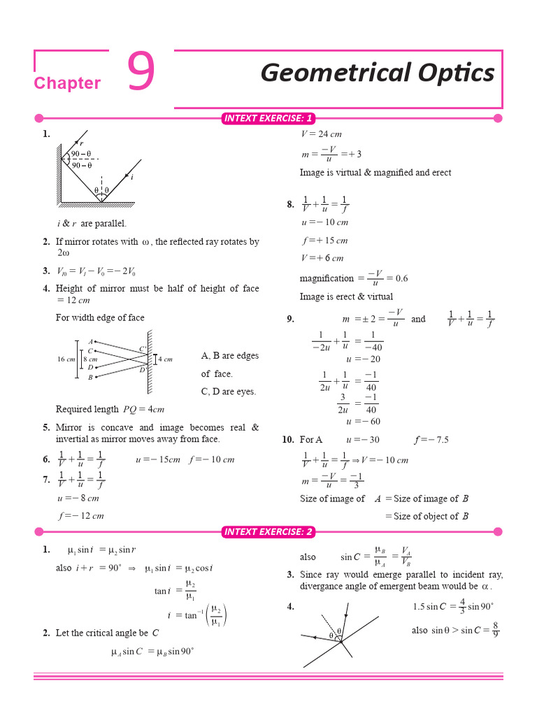 Geometrical Optics Exercises and Concepts | PDF | Scientific Phenomena ...
