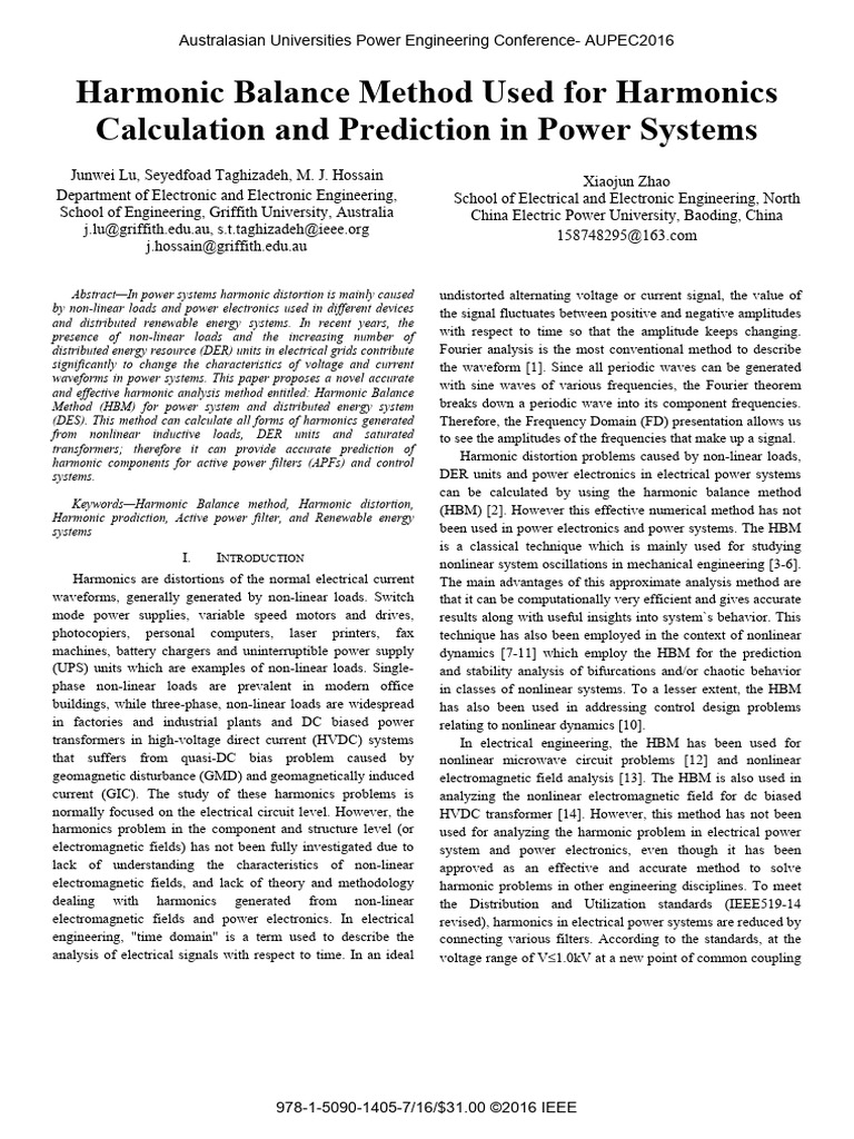 Power System Harmonic Analysis | PDF | Power Electronics | Inductance