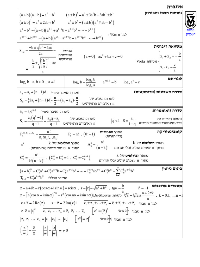 Algebra Form 6-12-2005 | PDF
