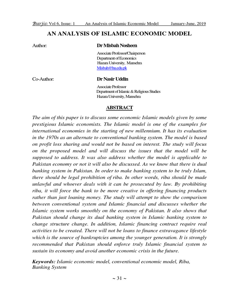 Islamic Economic Model Analysis | PDF | Islamic Banking And Finance ...