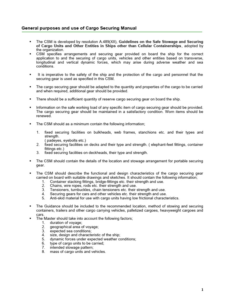 Cargo Securing Manual | PDF | Cargo | Ships