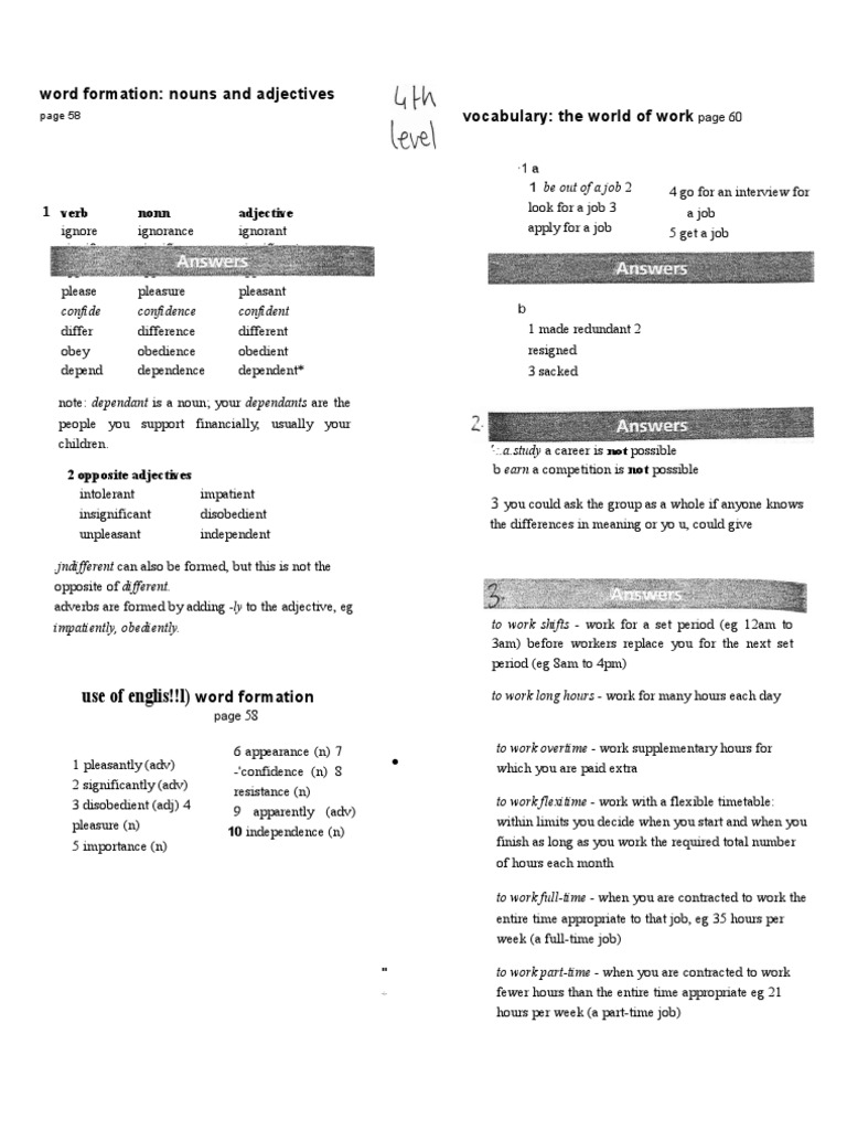 Word Formation: Nouns & Adjectives Guide | PDF | Adjective | Linguistic ...