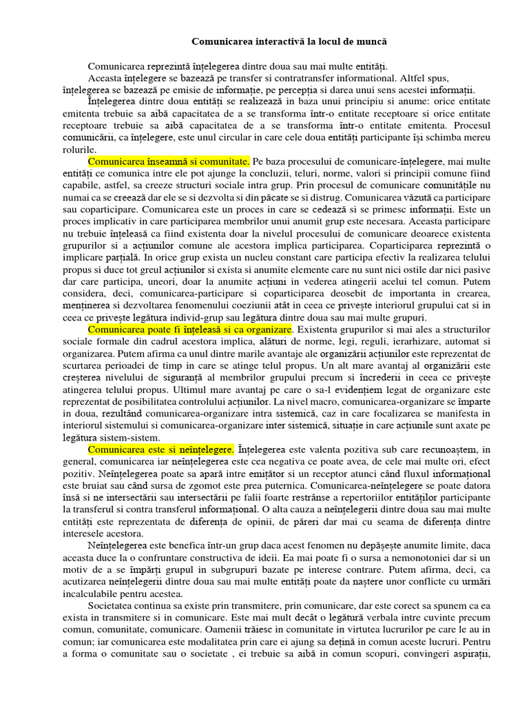 Comunicarea Interactivă La Locul de Muncă | PDF