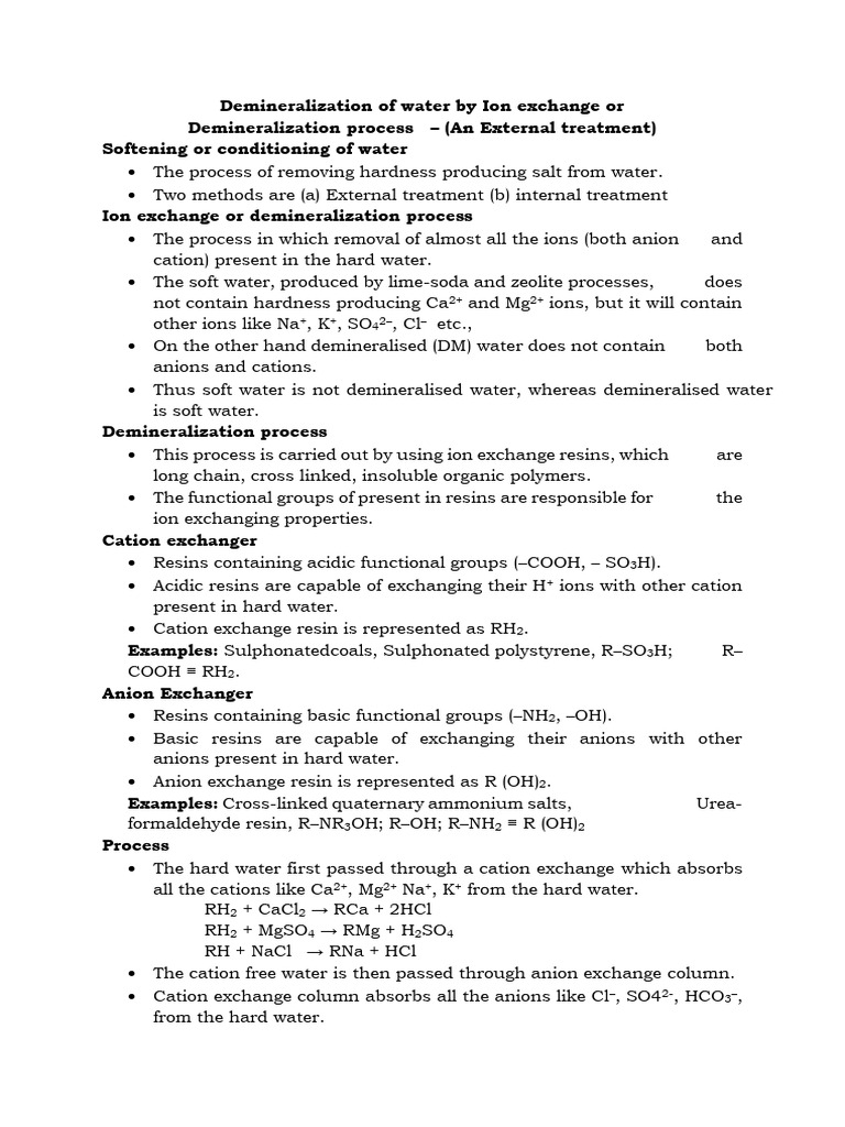 Ion Exchange Demineralization Process | PDF | Ion Exchange | Ion