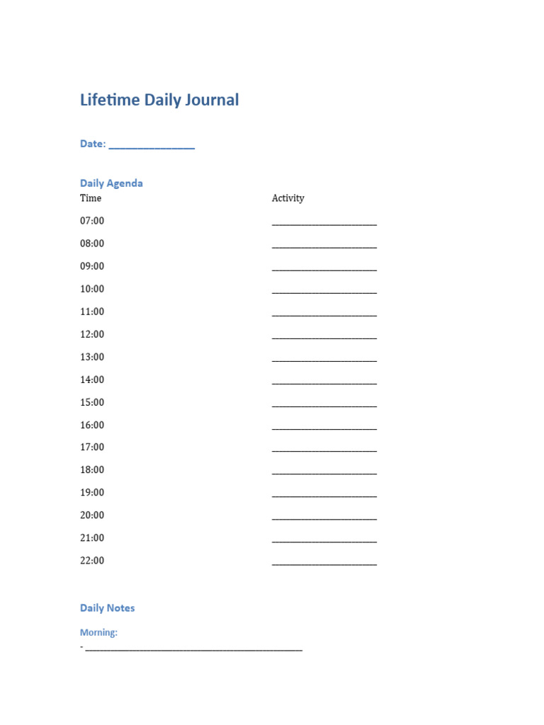 Daily Journal Template for Planning | PDF | Business | Finance & Money ...
