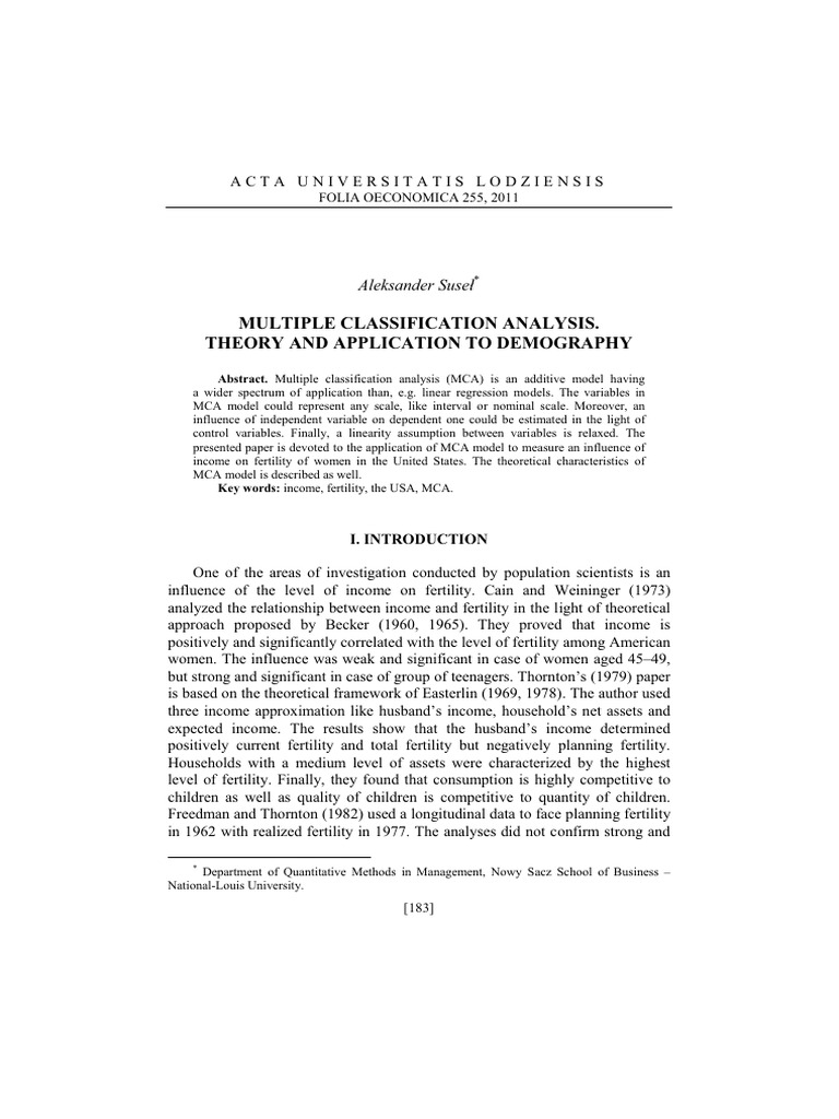 Factor And Multiple Classification Analysis
