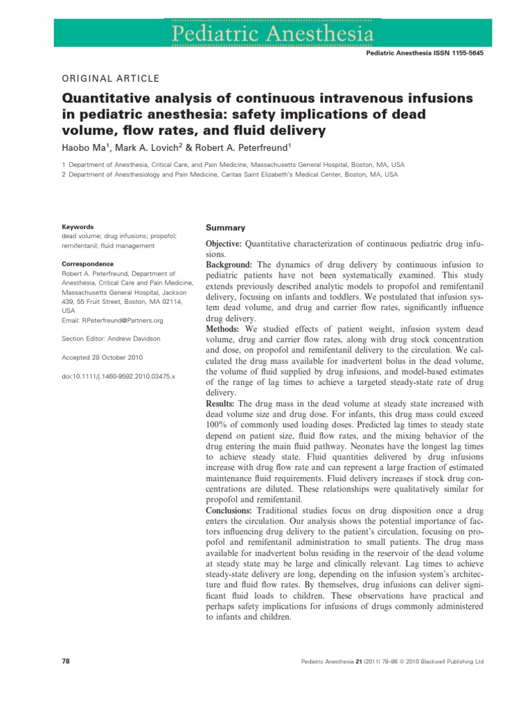 Pediatric IV Infusions: Safety Analysis | PDF | Pharmacokinetics ...