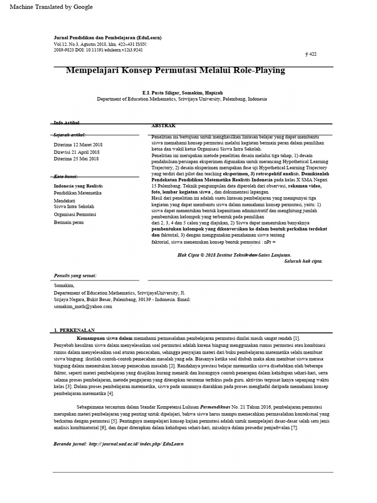Learning The Permutation Concept Through Pdf