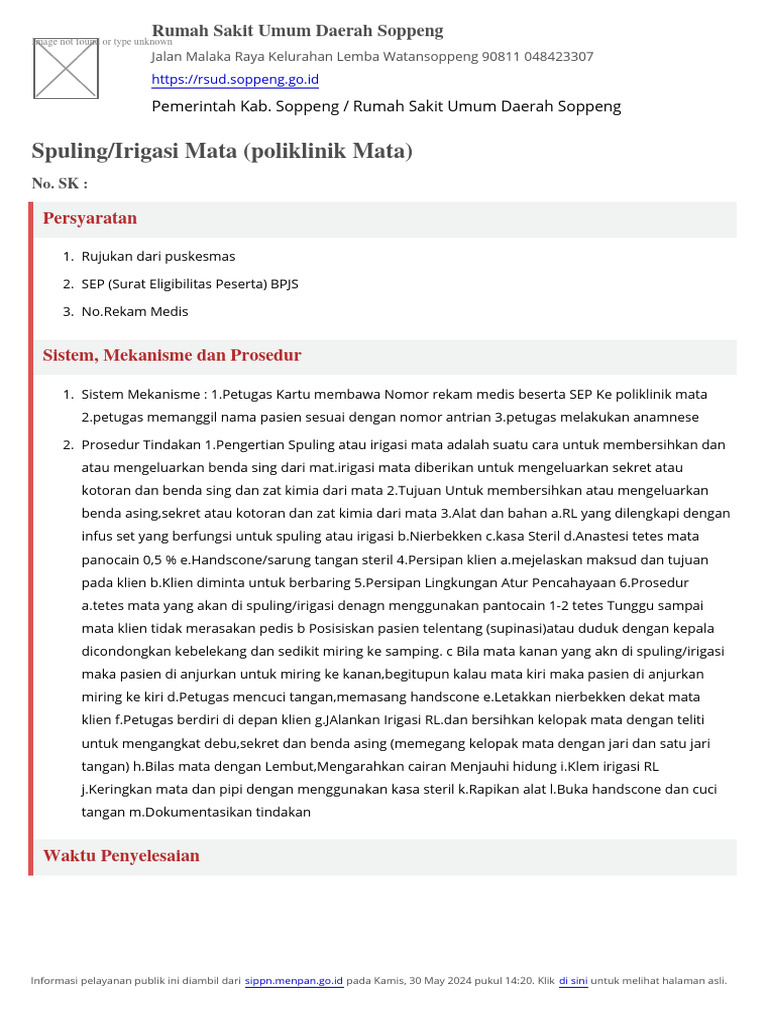 Prosedur Spuling Mata di RSUD Soppeng | PDF | Pengembangan Diri