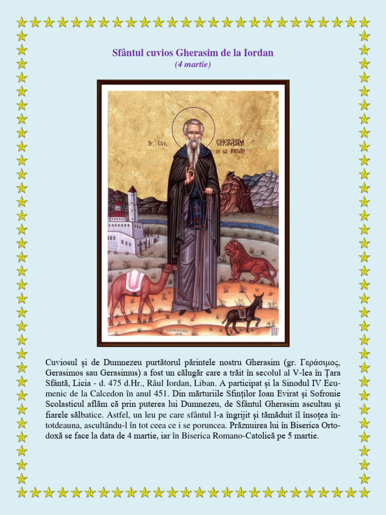 Sfantul Cuvios Gherasim de La Iordan | PDF