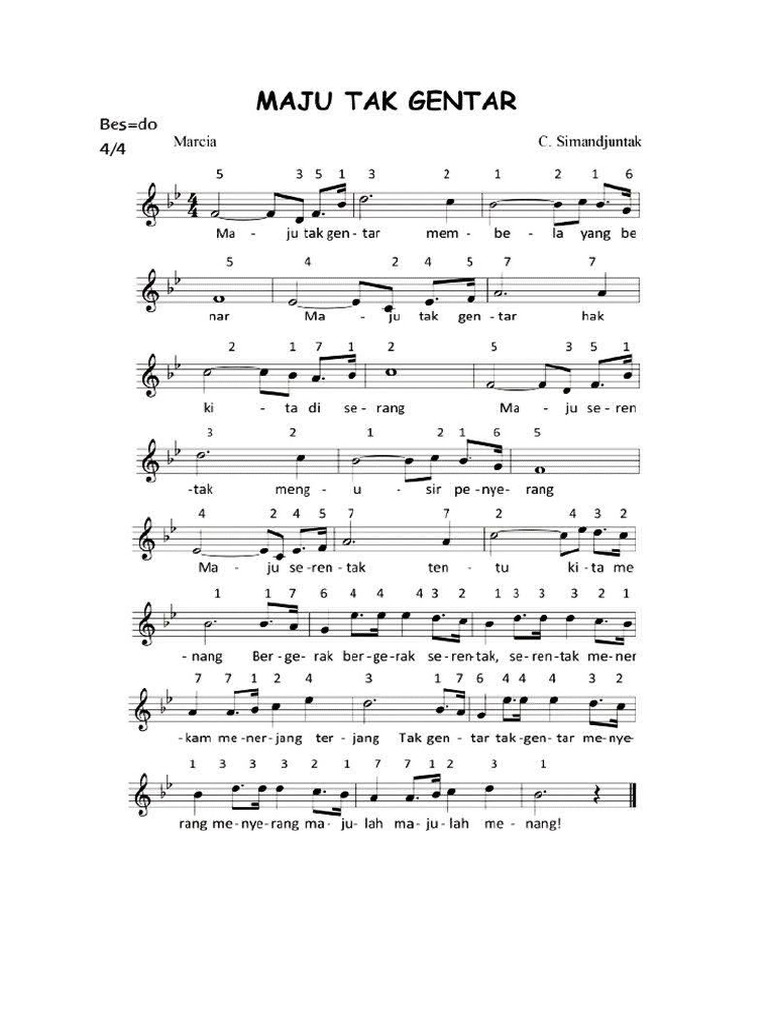 Not Lagu Maju Tak Gentar | PDF