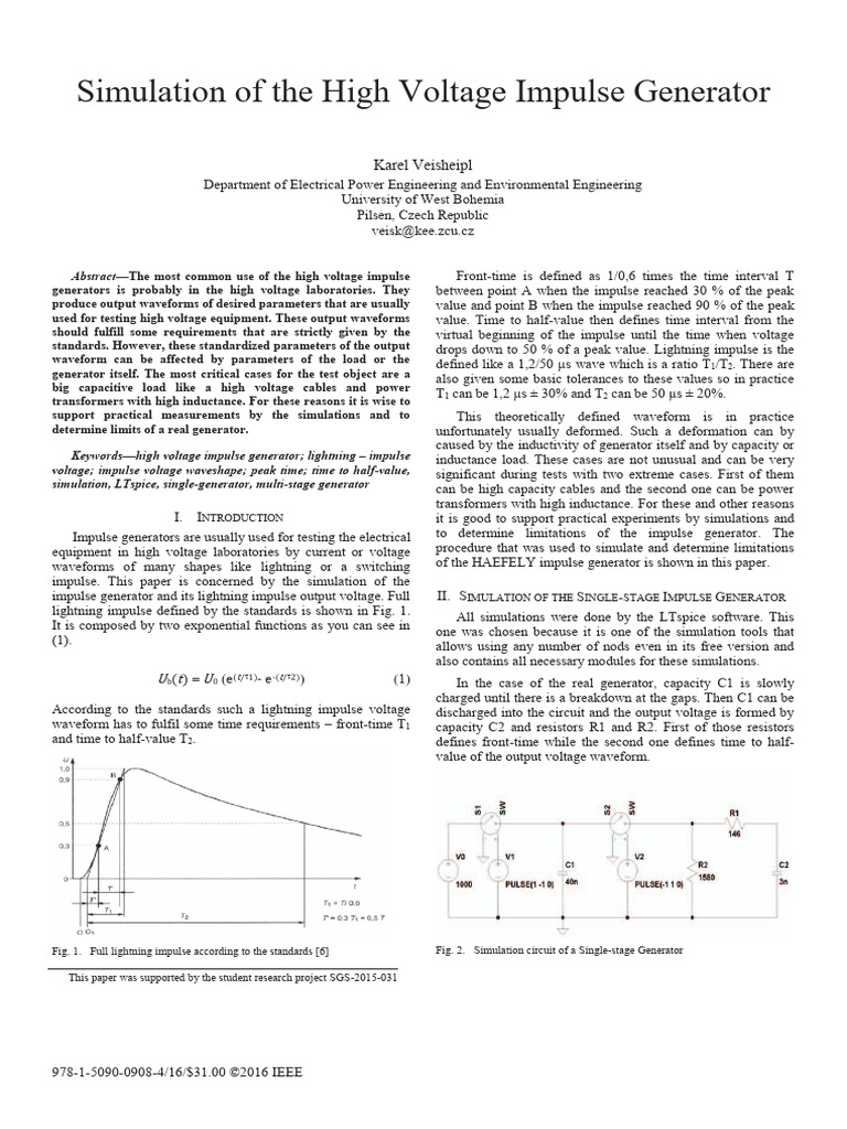 High Voltage Impulse Generator Analysis | PDF | Electricity ...