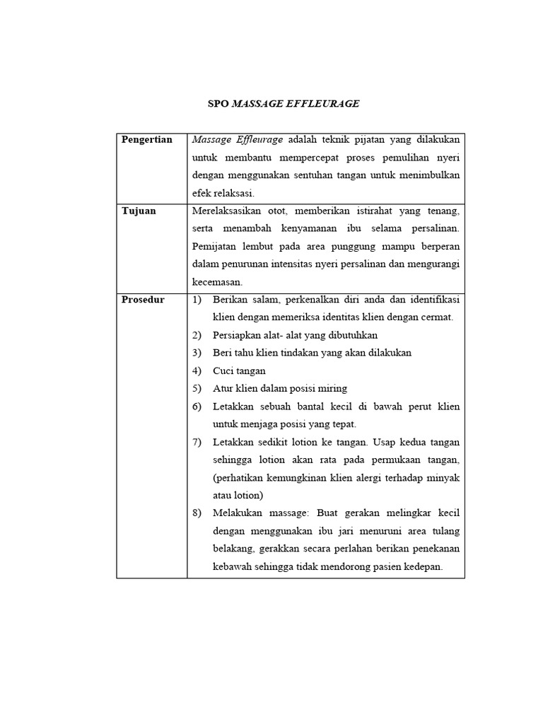 Pengaruh Massage Effleurage pada Kecemasan | PDF | Pengembangan Diri