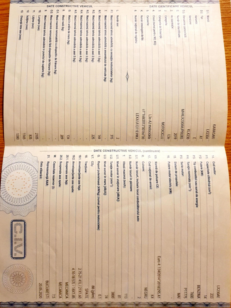 Carte Identitate Kawasaki | PDF