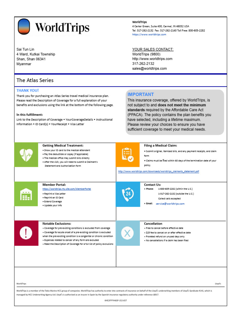 Atlas Series Travel Insurance Details | PDF | Office Of Foreign Assets ...